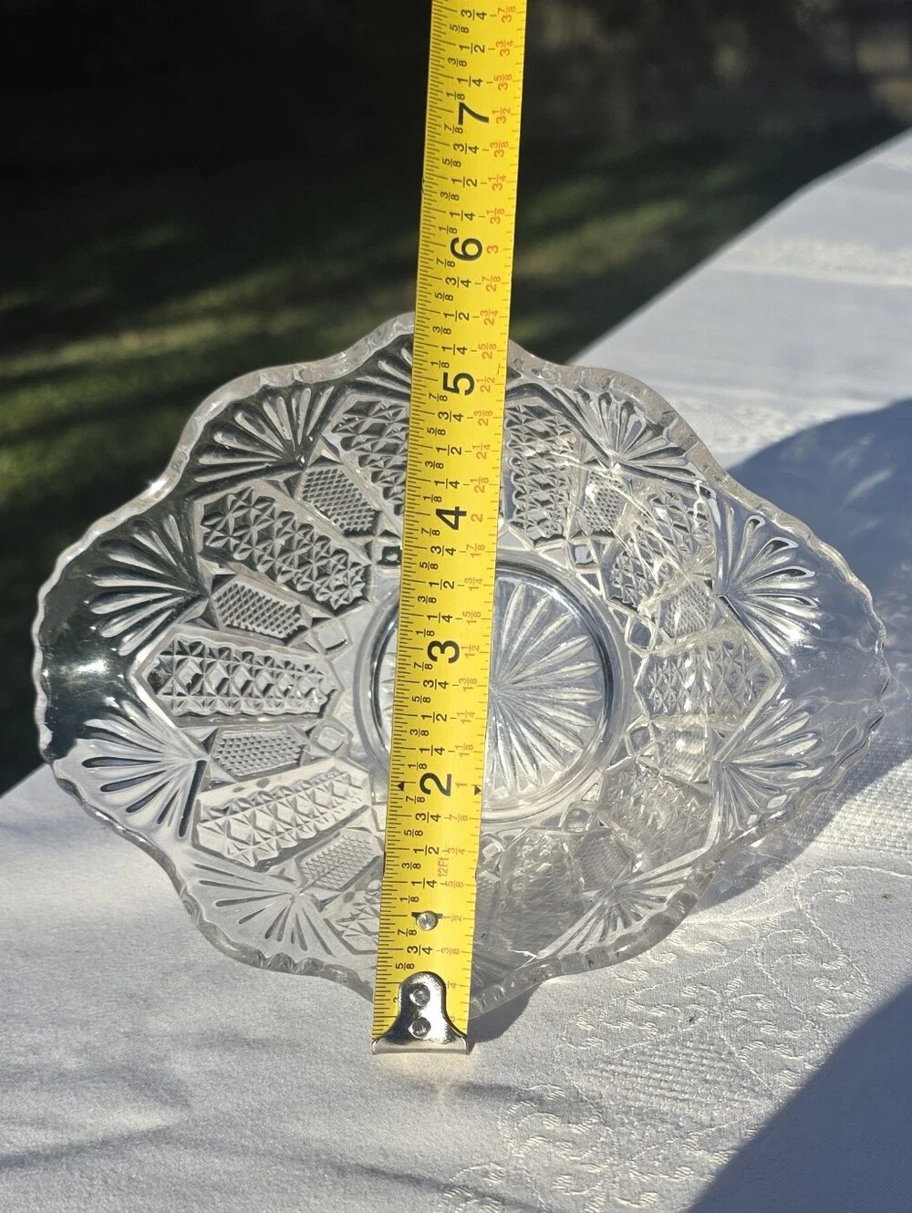 Antique EAPG US Glass Panama Berry Fruit Bowl Ruffled Clear 1904 Pristine